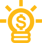A yellow lightbulb with a dollar sign