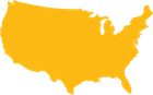 A yellow tinted map of the US