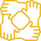 Image of four interlocking hands