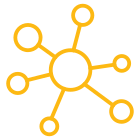 Central circle connected to circles of different sizes