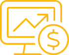 line graph with dollar sign pointing up icon