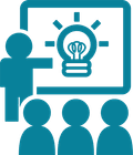 A figure showing a lightbulb with a dollar sign to three other individuals