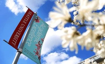 Acedemic Excellence Banner with flowers