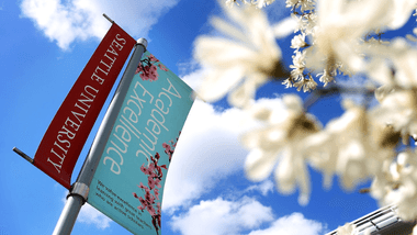 Acedemic Excellence Banner with flowers