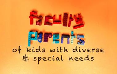 descriptive text in the form of toy blocks on a yellow background