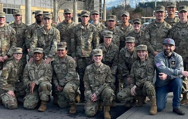 Shawn Dodge with ROTC cadets