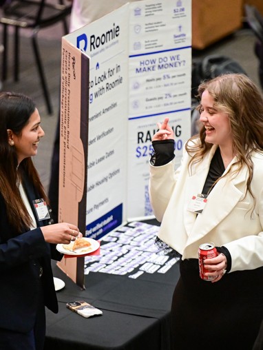 Students at the Harriet Stephenson Business Plan Competition trade show