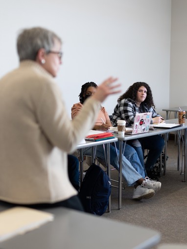 Professor and students in class