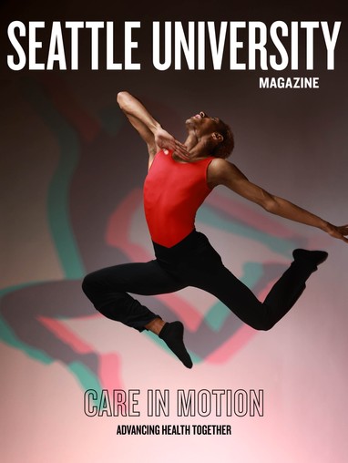 A dancer poses on the front cover the Fall 2025 Seattle University Magazine