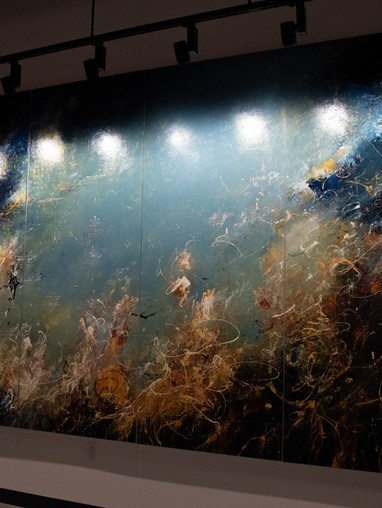 Art piece in Sinegal Hall absract