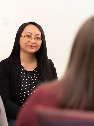 Counselor speaking with client