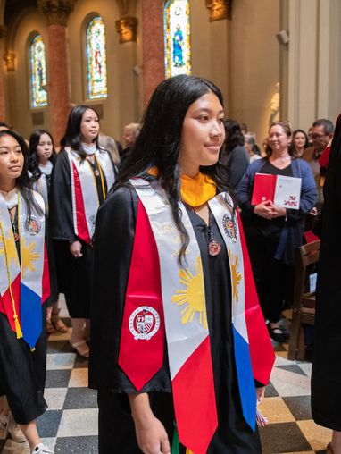 Graduates proceeding into St. James Cathedral.