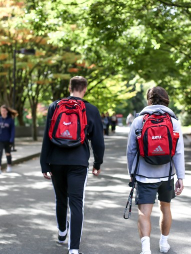 Students on campus walking