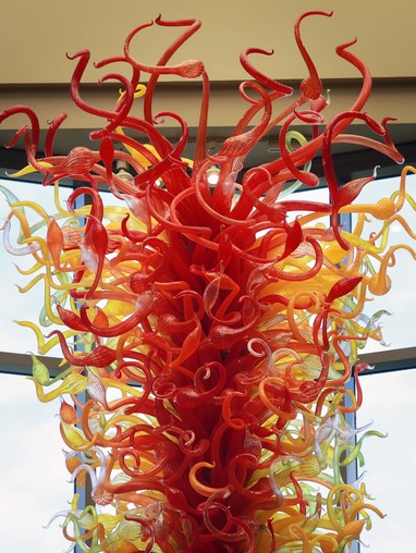 Chihuly sculpture in the east entrance of Pigott Building