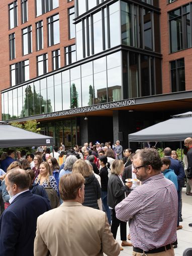 presidents welcome event outside CSI