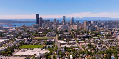 Aerial Shot of the campus and city