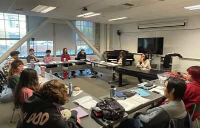 Creative writing class listening to Doshi