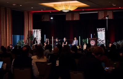 Wide shot of ethics and tech conference
