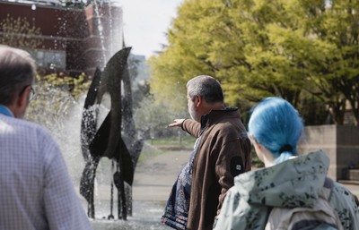 Breakout session at George Tsutakawa's Centennial Fountain at Seattle University.