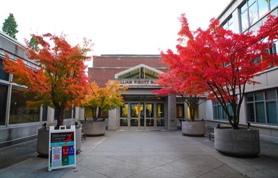 Fall trees in front of Pigott