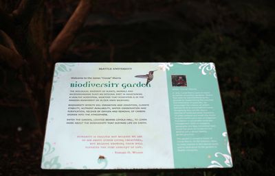 an info sign at the Ciscoe Morris Biodiversity Garden