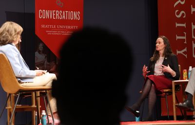 Mayor of King County speaking to Seattle U community