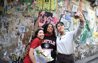 A group of women taking a selfie.