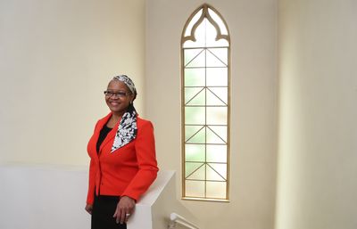 Dr. natasha martin photographed in the chapel