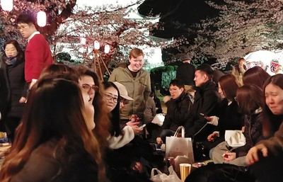 Students hanging out in Japan