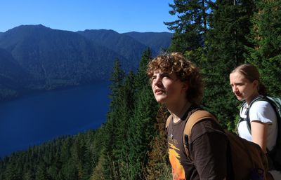 2 students looking into the beautiful landscape