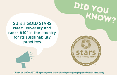 91̽�� is a GOLD STARS rated university and ranks #10* in the country for its sustainability practices. (*based on the 2024 STARS reporting tool’s scores of 500+ participating higher education institutions)