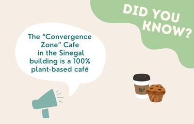 The Convergence Zone Cafe in the Sinegal building is a 100% plant-based café