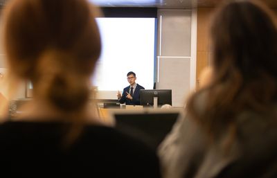 Chin-Hao Huang in front of audience