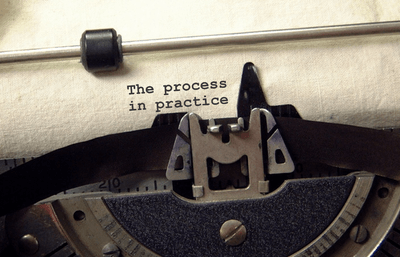 Old typewriter with text saying 