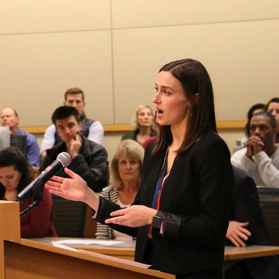 A law student at a Moot Court competition