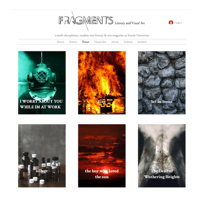 Screen shot of Fragments website with images and text