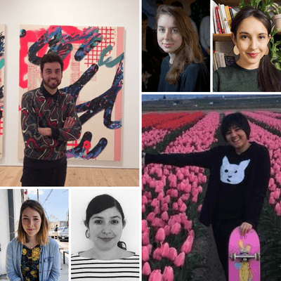 Collage of photos of seven alumni