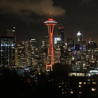 The Seattle space needle at night