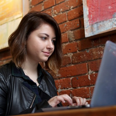 A student using their laptop