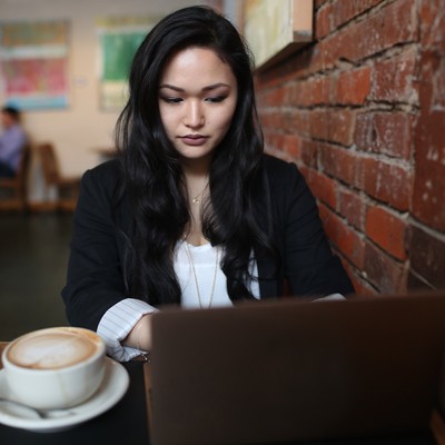A student using their laptop