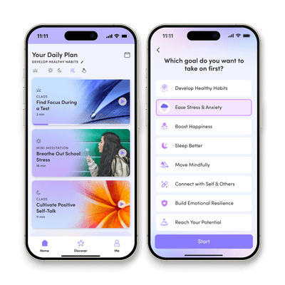 Two phone screens. One screen has 