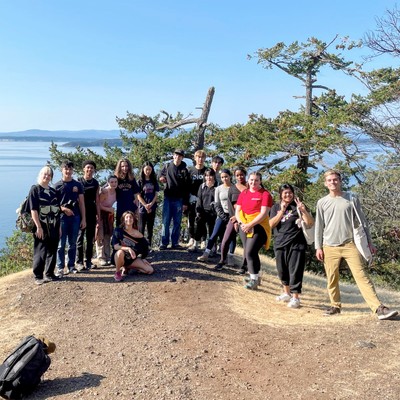 Biology students gathered at Stuart Island View