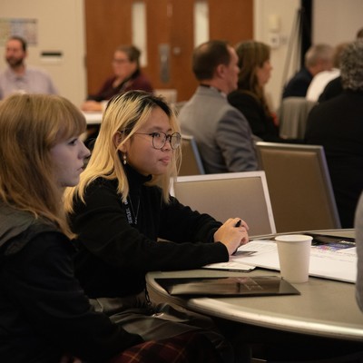 Students in professional development event