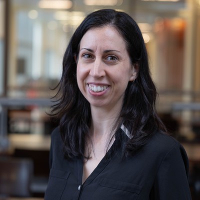 a woman in a library