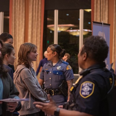 Local criminal justice employees meet with students at career fair
