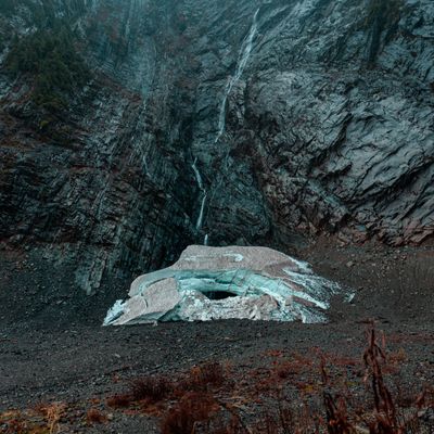 an ice cave in the mountains