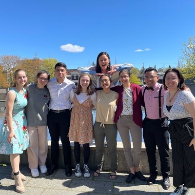 Students standing outside the chapel of St. Ignatius