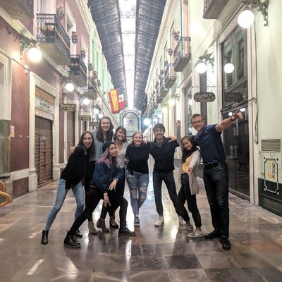 Group of students in Puebla, Mexico