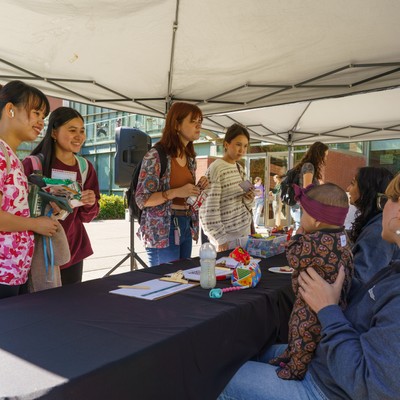 Students at the block party