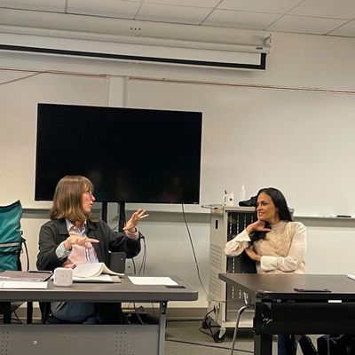 Tishani Doshi speaking with Professor Liza Birnbaum